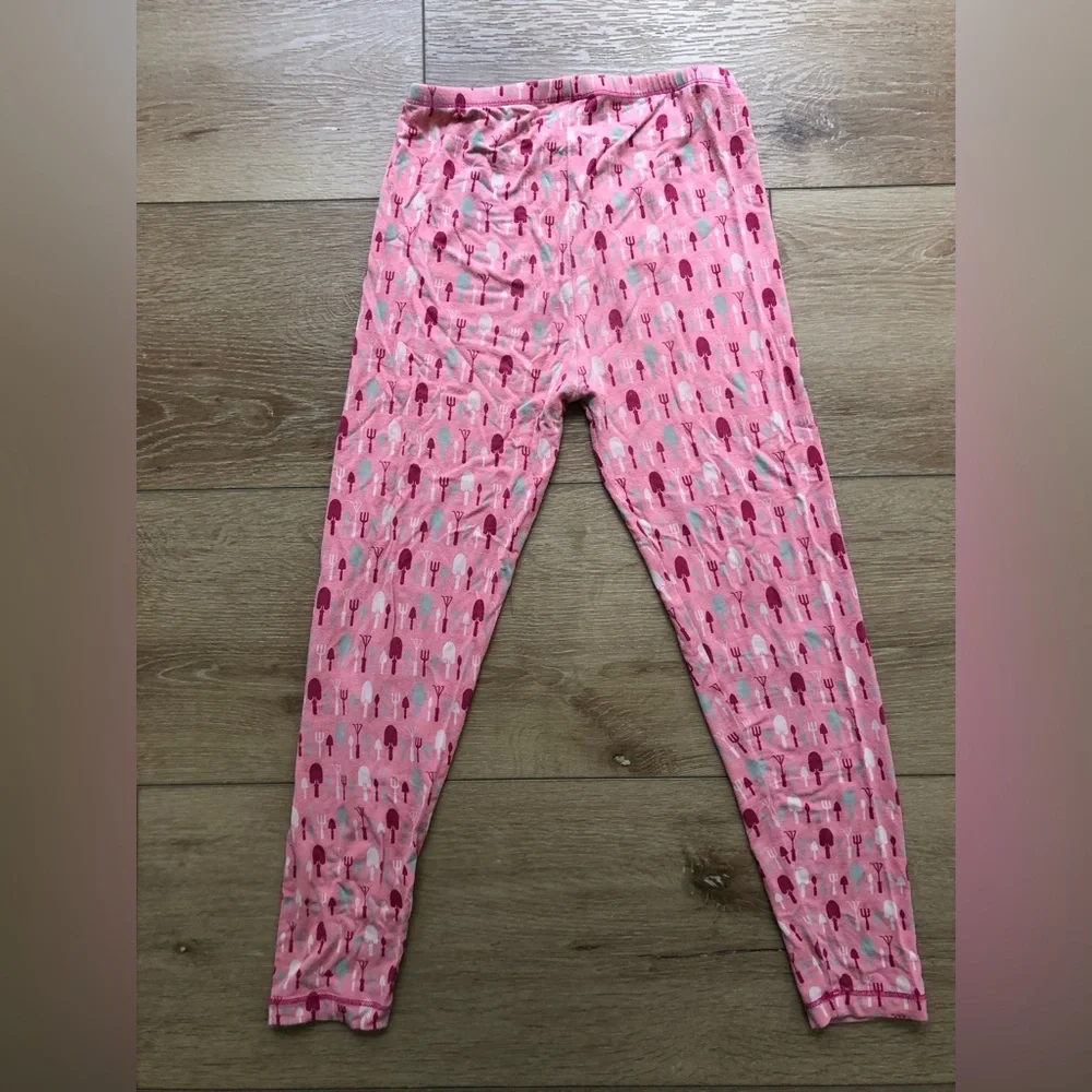 Kickee Pants Pink pajama set with garden tools 10